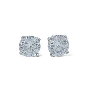 Vintage SU Sterling Silver 925 5mm Round Cubic Zirconia Stud Earrings